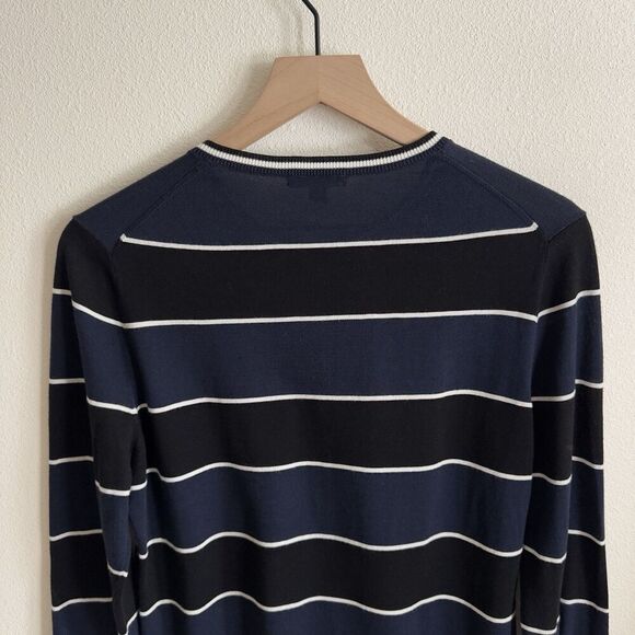 Brooks Brothers Sweater Womens Large Navy Striped Button Up Cotton Preppy Office - Picture 7 of 13